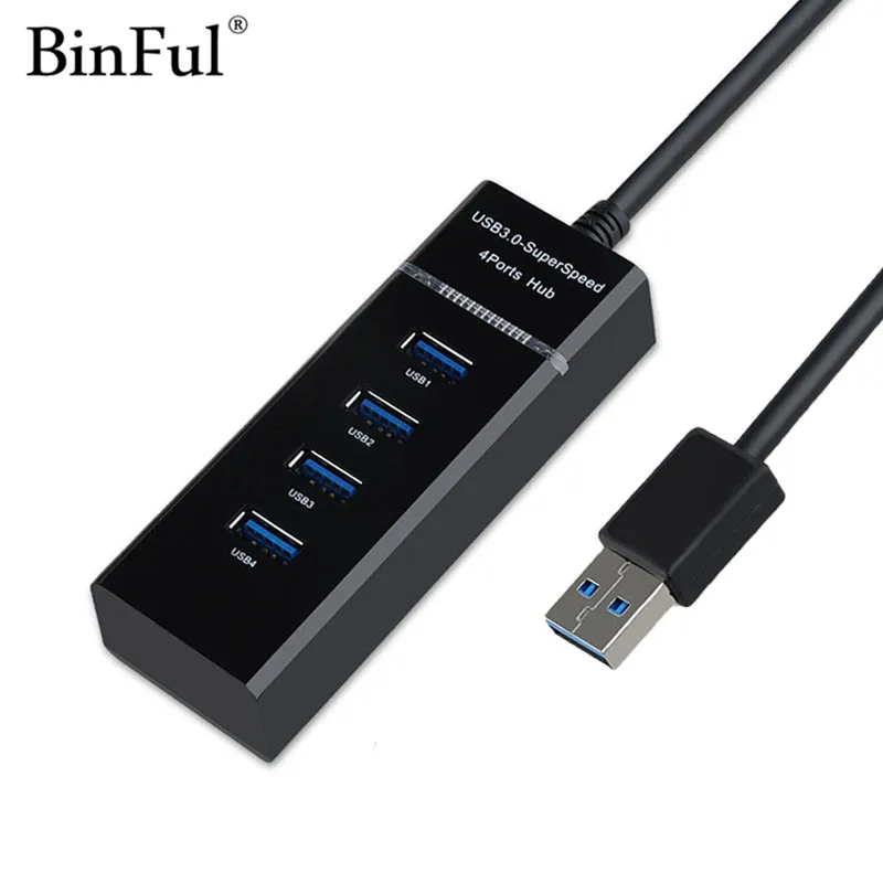 

BinFul USB 3.0 HUB Super Speed 4 USB Port with LED Light for iMac Computer Notebook Laptop Accessories USB Splitter 3.0