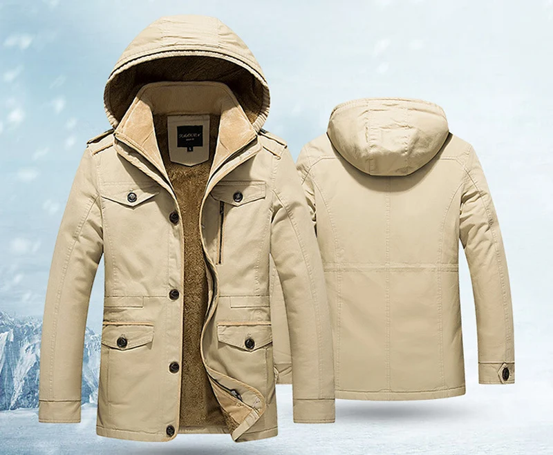 XIYOUNIAO, мужская зимняя куртка, толстая, теплая, парка, флис, мех, с капюшоном, военная куртка, пальто, карманы, мужская куртка-ветровка, размер M~ 6XL