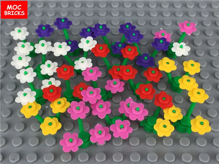 

50pcs/lot 6070 MOC 3742c01 374 Basic different color Plant Flower Small Educational Building Blocks figures DIY kids gifts