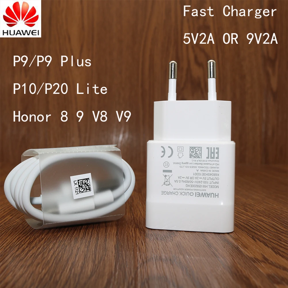 

Original Huawei p20 lite charger QC 2.0 Quick Fast Charge Adapter &Usb Cable For P10 P9 p9 plus Honor 9 8 v8 v9 Mate 7 8 Nova 2i