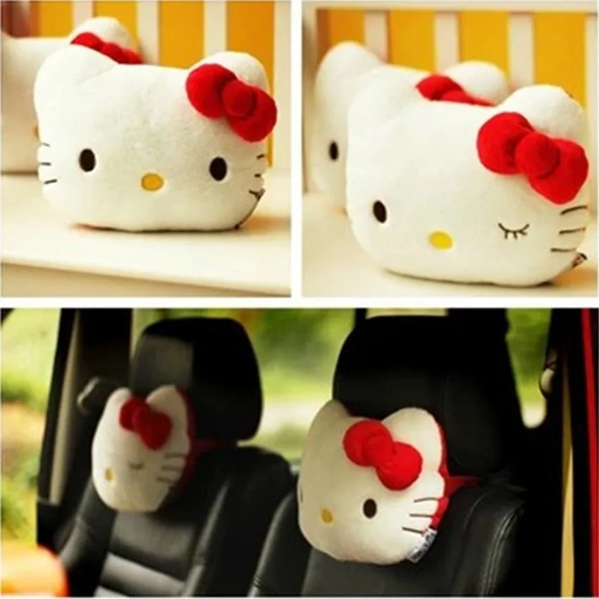 2PCS-Free-Shipping-Cute-KT-Car-Neck-Pillow-Hello-Kitty-Car-Accessories-Cotton-Car-Neck-Pillow