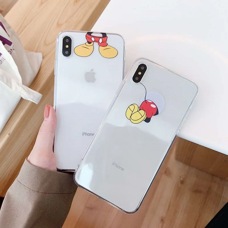 Роскошный противоударный прозрачный мягкий чехол из ТПУ с Микки для iphone XS MAX 6 6 S 7 8 Plus, чехол для iphone X XR