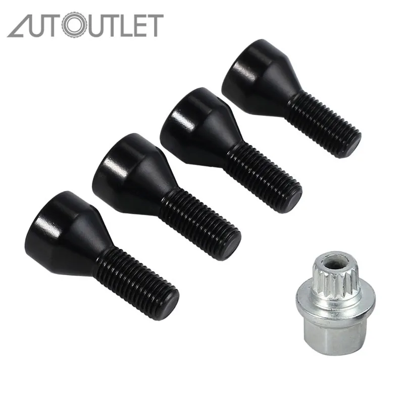

AUTOUTLET Wheel Lock Set Black Lug Bolts For Bmw E46 E87 E90 E60 M12 x 1.5 36136786419,36131180882,36136764057
