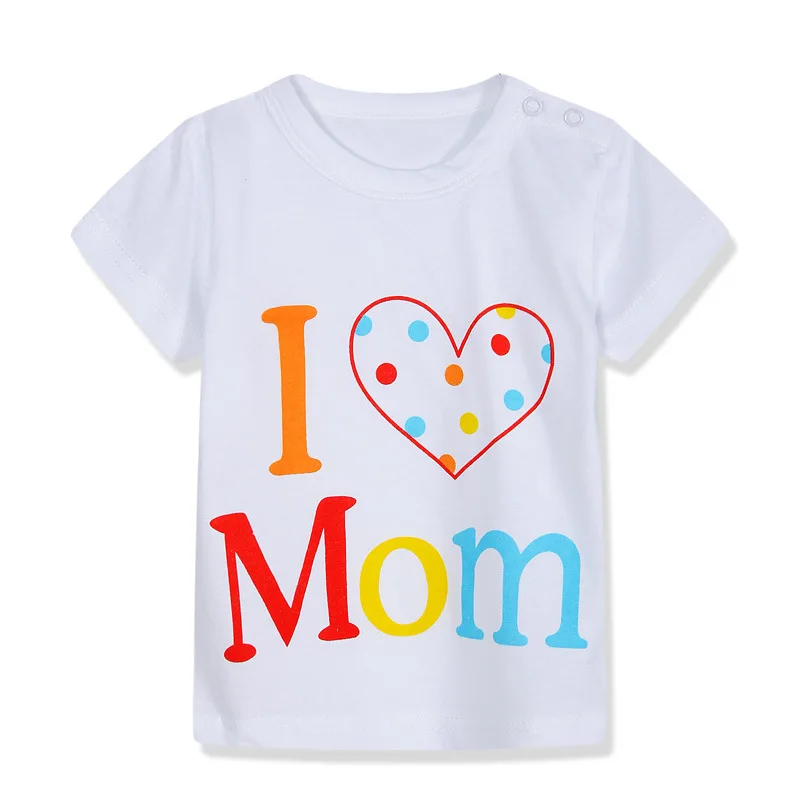 

Unini-yun Cartoon I Love Mom Children t Shirts Summer Boys Kids Short Sleeve Tees Cotton Baby Clothing Boys' t-Shirts Baby girl