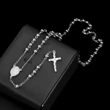 Классические серебряные четки бусы цепь крест распятье религиозное католическое хип-хоп рэпер из нержавеющей стали ожерелье для женщин и мужчин