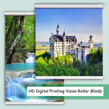 

High Definition Digital Printing Vision Roller Blinds Custom Made Full Shading Fabric Famous Scenery Series Roller Shades