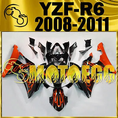 Motoegg Plastic Fairings For YAMAHA YZF R6 YZF R6 08 11 Orange Flames M14 Tank Motorcycle
