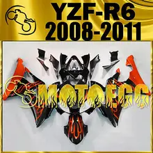 Motoegg Plastic Fairings For YAMAHA YZF R6 YZF R6 08 11 Orange Flames M14 Tank Motorcycle
