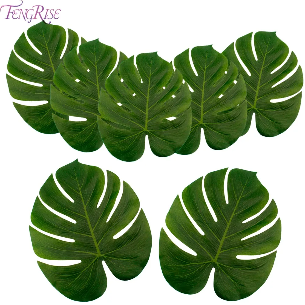 FENGRISE 24pcs font b Artificial b font font b Palm b font font b Leaves b