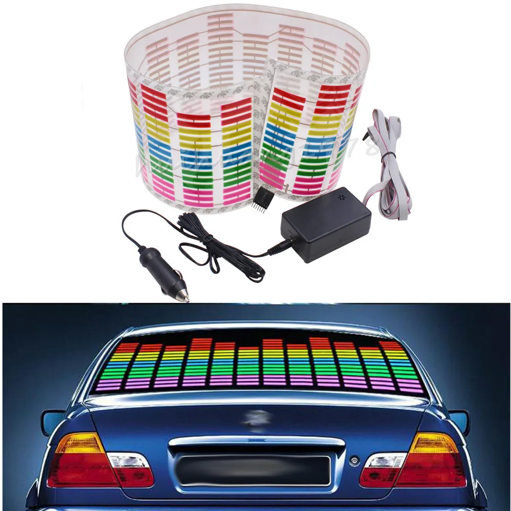 

80*19cm Rhythm Music Activated Equalizer Car Decration Sticker Glow Flash Panel LED Car Music Light New Car Styling
