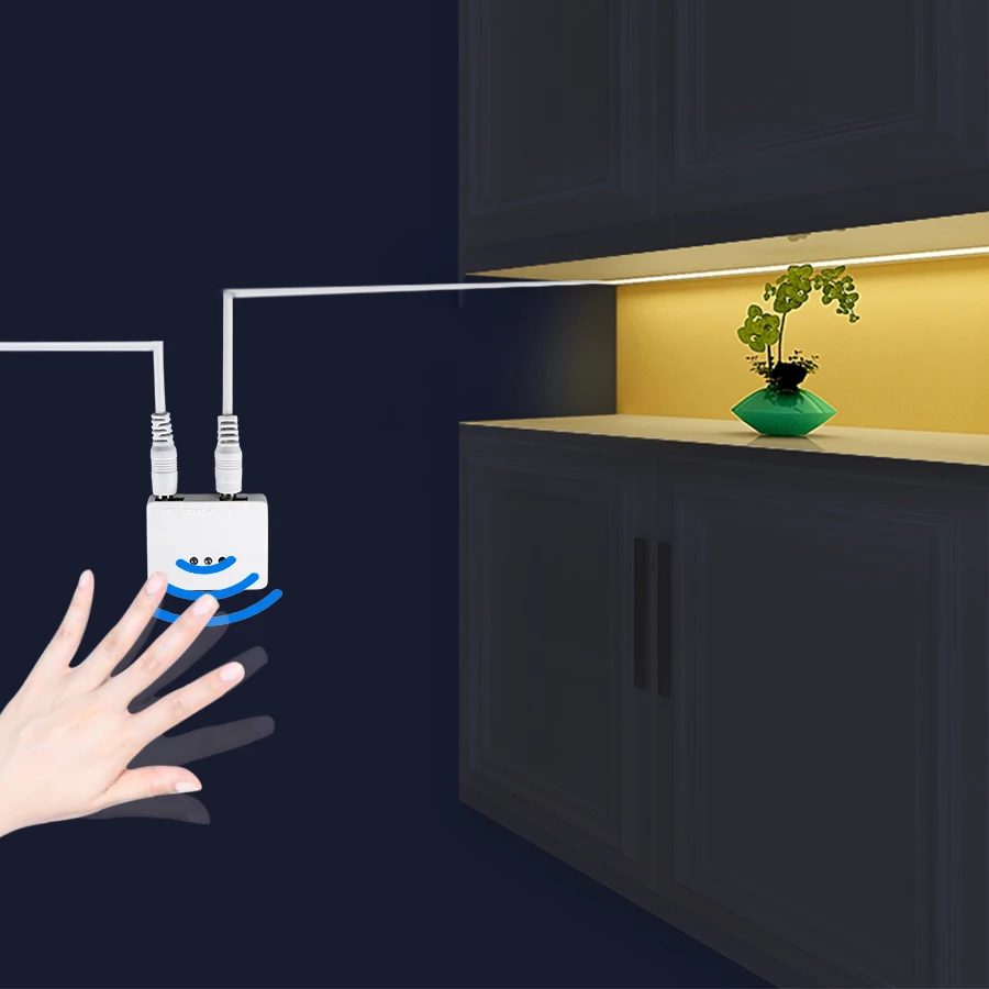 

1m 2m 3m 4m 5m LED Under Cabinet Lights With Hand Sweep Motion Sensor DC 12V SMD 2835 LED Strip Night Lamp For Kitchen Washroom