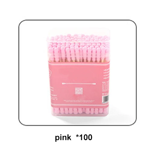 100pcs/pack Double Head Cotton Swab Ear Cleaning Soft Disposable Medical Wood Sticks Health Care Beauty Makeup Tools Nail Brush - Цвет: Box-Pink Spiral