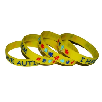 

100pcs Autism Wristband Silicone Bracelets free shipping by epacket A