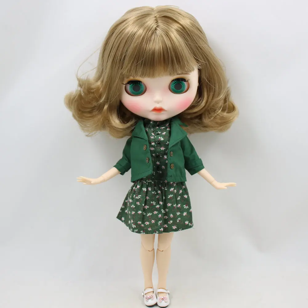 Jade - Premium Custom Neo Blythe Dukke med blondt hår, hvit hud og matt pouty ansikt 1