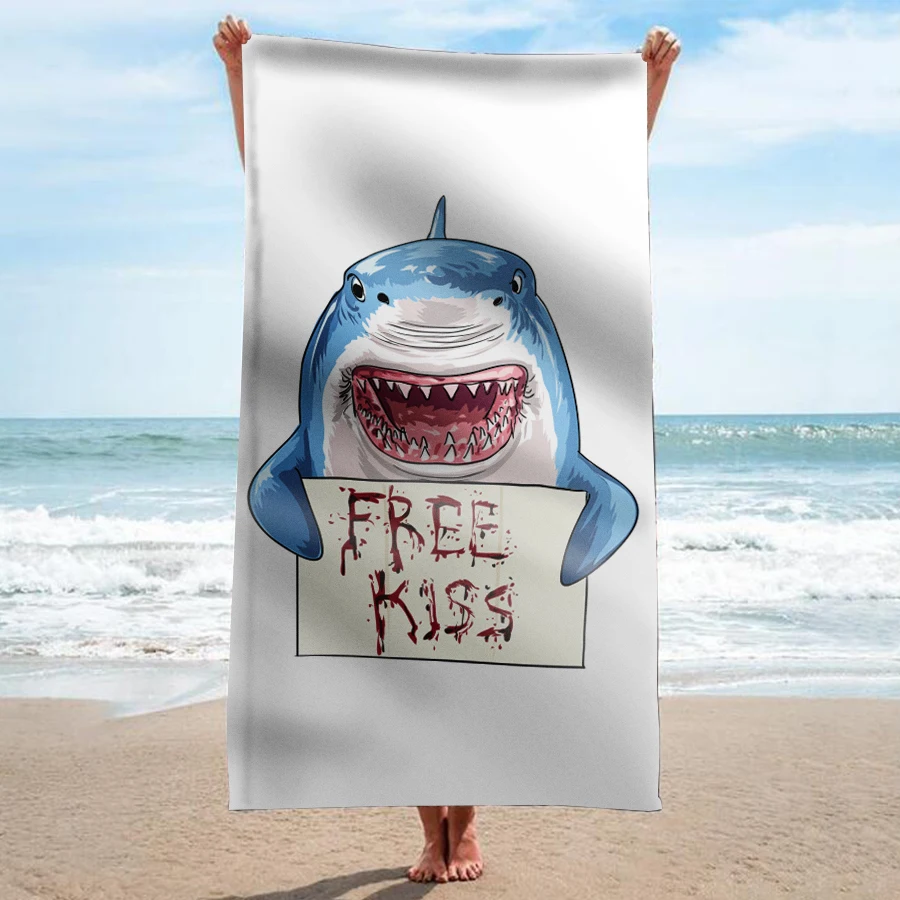 

GNORRIS Custom Sand Free Microfiber summer shark rectangle Beach Towel - Quick Dry Super Water Absorbent towels
