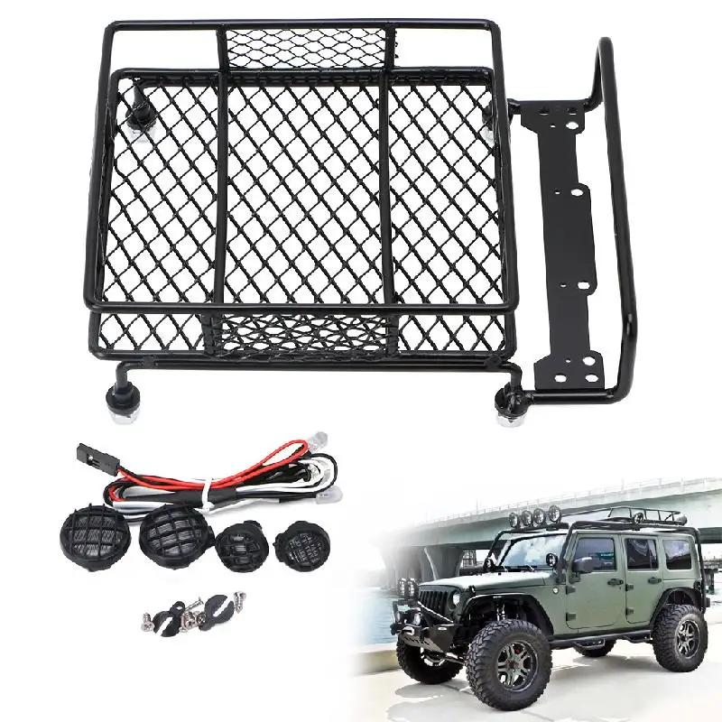 

KST-133 Aluminum Alloy Roof Luggage Rack With LED Lights Set For 1/10 RC Cars Crawler Rock Rally 4WD SCX10 CR01 D90 CC01 AXIAL