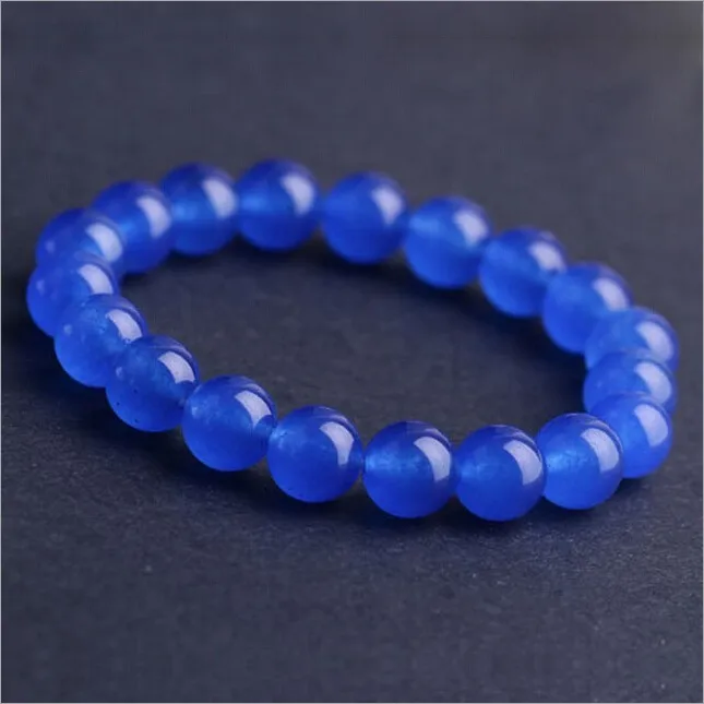 

Blue chalcedony bracelet natural stone crystal hand string Siberian gem stone bracelets sky jewelry women 12mm