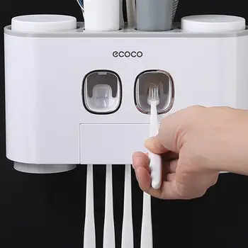 

Wall Hanging Toothbrush Holder Automatic Lazy Toothpaste Squeezer Full Rack Squeezed Toothpaste Set Bathroom Accessories