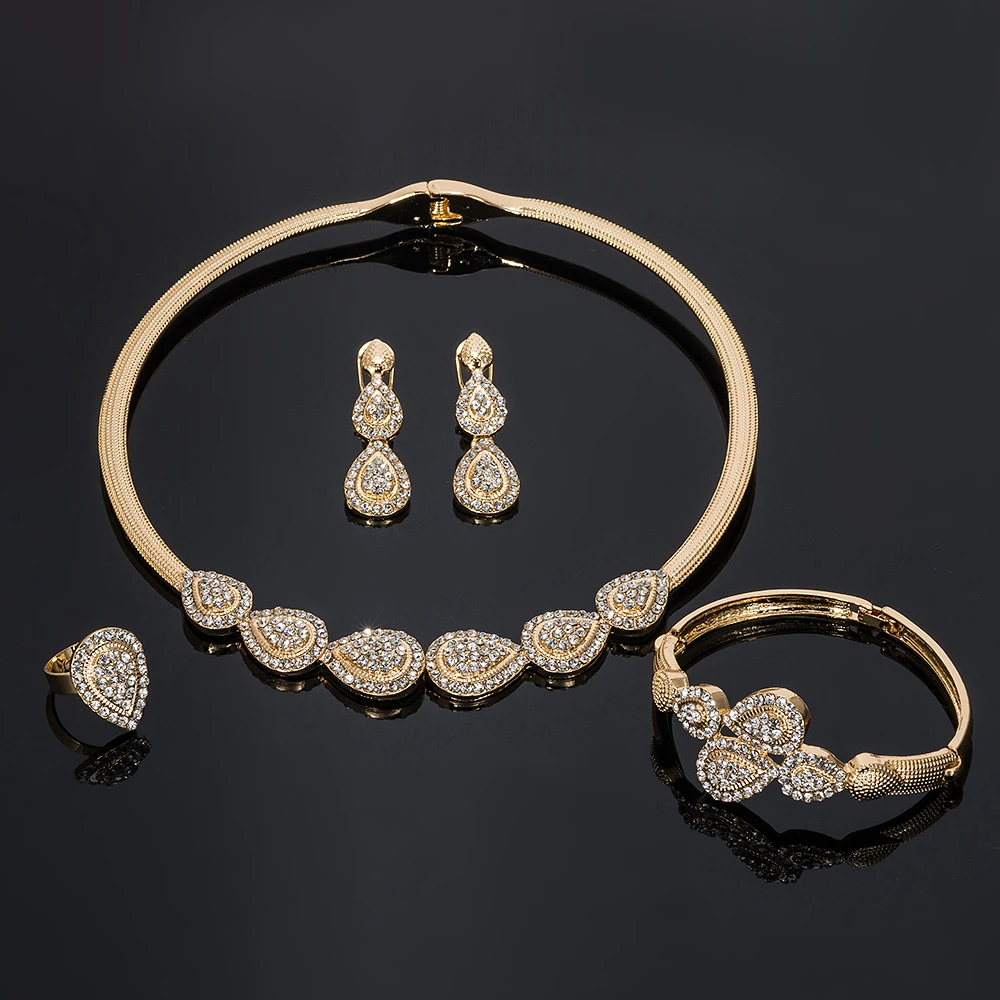 BAUS, высокое качество, ожерелье, браслет, серьги, кольцо, хорошее Африканское ювелирное изделие, набор из бисера золотого цвета, Дубай, покрытие, модные свадебные женские