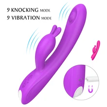 Vibrateur de lapin Rechargeable Masturbation féminine gode vibrateur G point vagin choc double Vibration Silicone Clitoris masseur