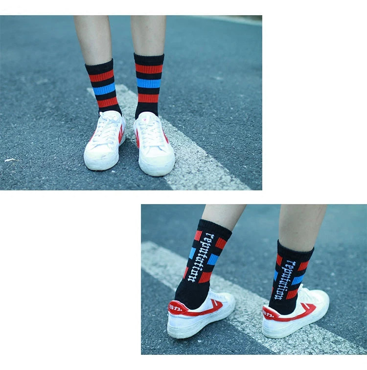 IMINCN 1 пара дизайн репутация INS молодых людей Хип-хоп Сделано в Китае хлопок Танец Улица Высокая мода черный белый носок