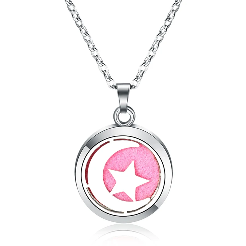

fashion Stars Moon Aromatherapy Diffuser Necklace Magnetic Stainless Steel Perfume Essential Oil Diffuser Locket Pendant Jewelry