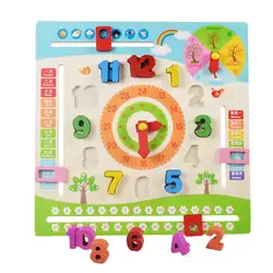 HBB 1 комплект деревянные детские цифровые часы месяц Погодный календарь обучающая игрушка строительные блоки Детское обучение по методу