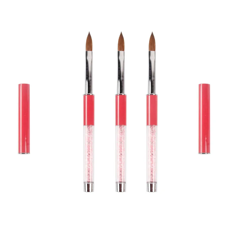 ANGNYA 1Pcs Nail Art Kolinsky Sable Acrylic Brush Pen 8#10# Pink Crystal Hand Nail DIY Painting Drawing Brushes Manicure Tools 2