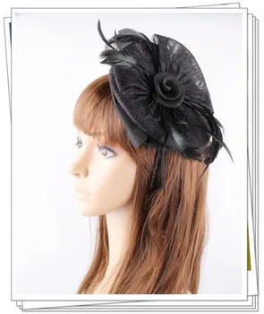 

PROMOTION Ladies elegant feather flowers lace decorated fascinators for party hats bridal hair accessories cocktail hats P12