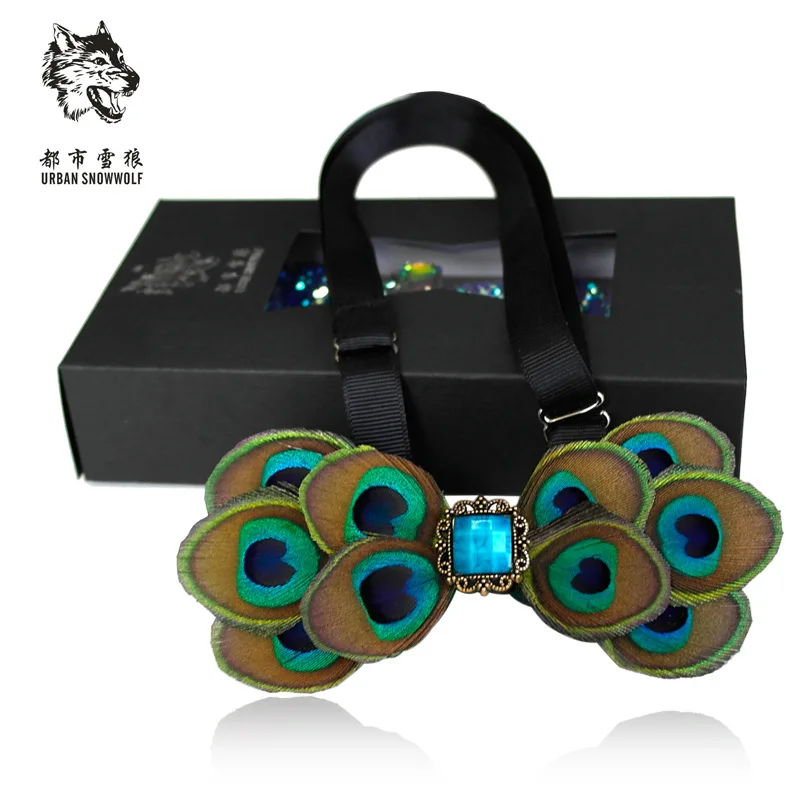 

New Fashion Actual Peacock Feather Gentleman Bow Ties Butterfly Elegant Bow Ties Butterfly Gorgeous Original Design Bow Tie
