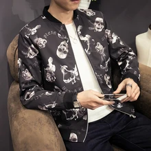 2017 Slim Fit Fashion Druck Schädel Herren Jacken Und Mäntel Casaco Masculino Veste Homme Frühling Herbst Jacke Männer Jaqueta