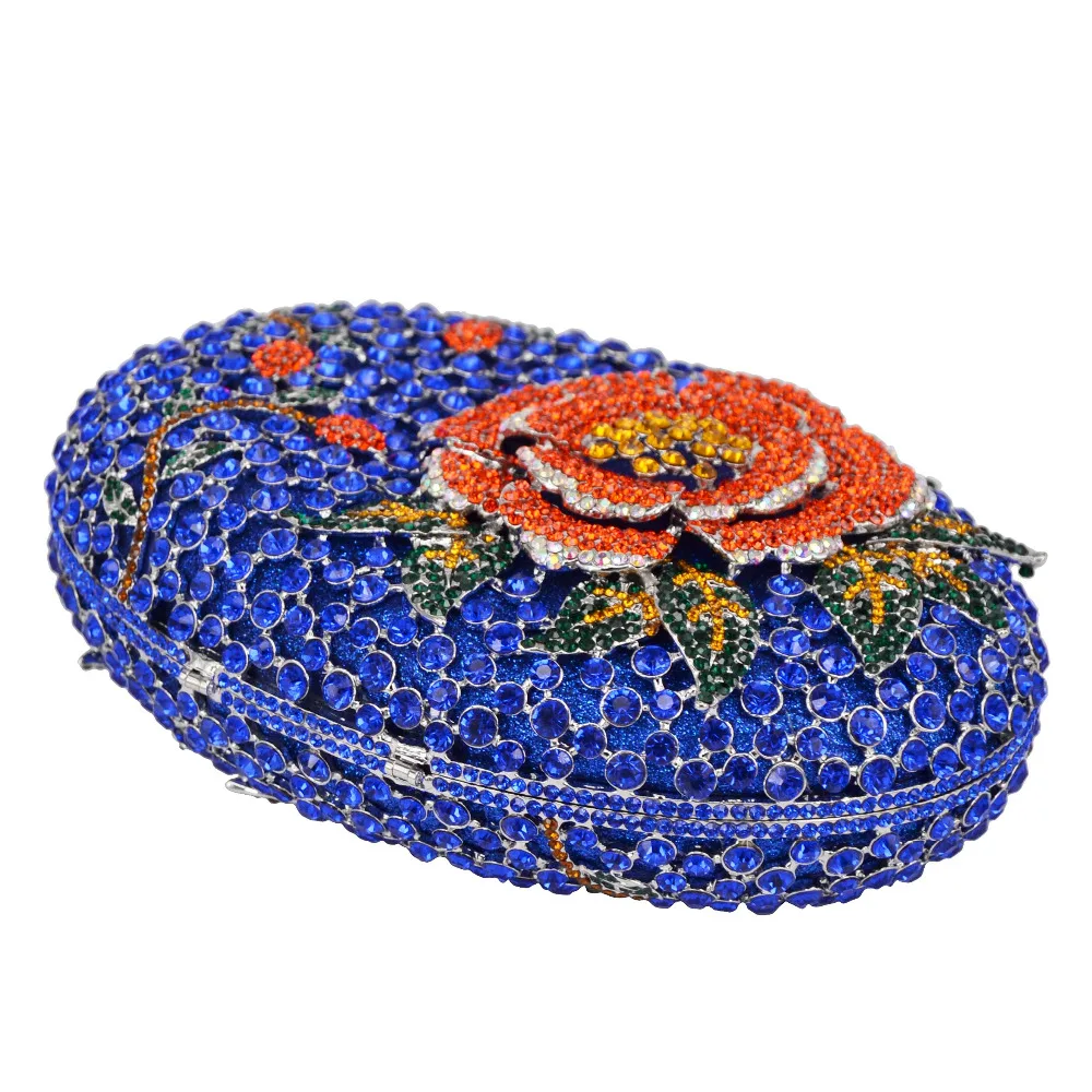 Роскошный Овальный Цветок Кристалл Сумочка с украшениями Fuschia горный хрусталь свадебный клатч невесты кошелек банкетные вечерние сумки