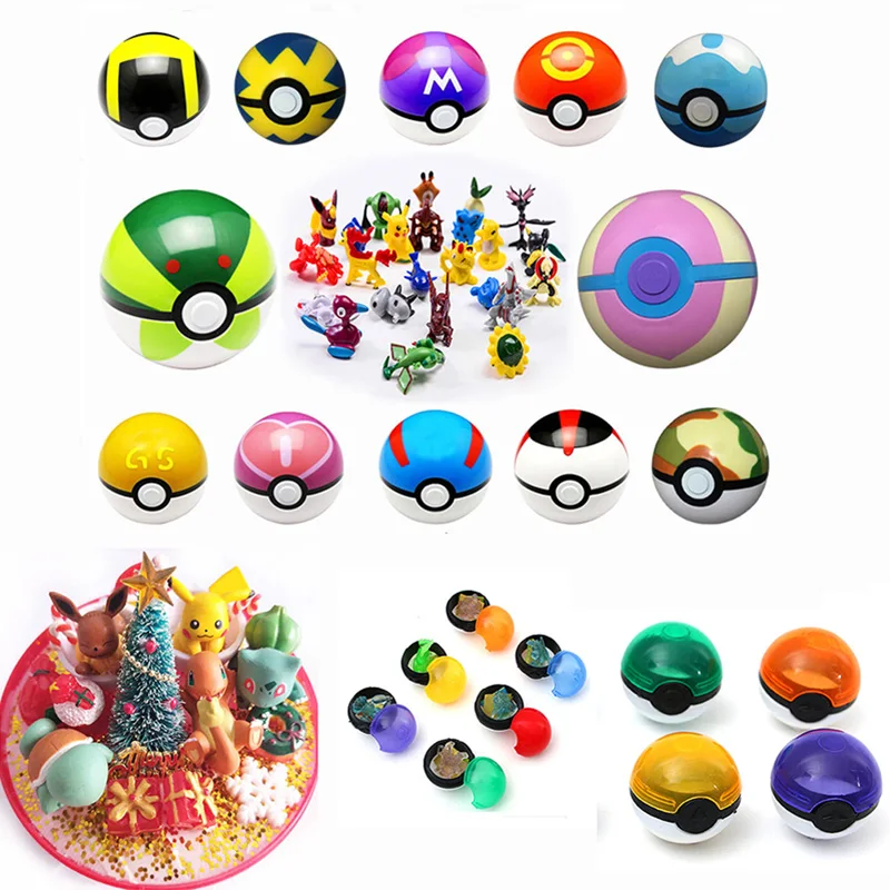 

144 Style Multicolor Monster PokeBall Toys Pet pokebolas Pikachu Charmander Squirtle Charizard Stickers Action Figure Game Ball