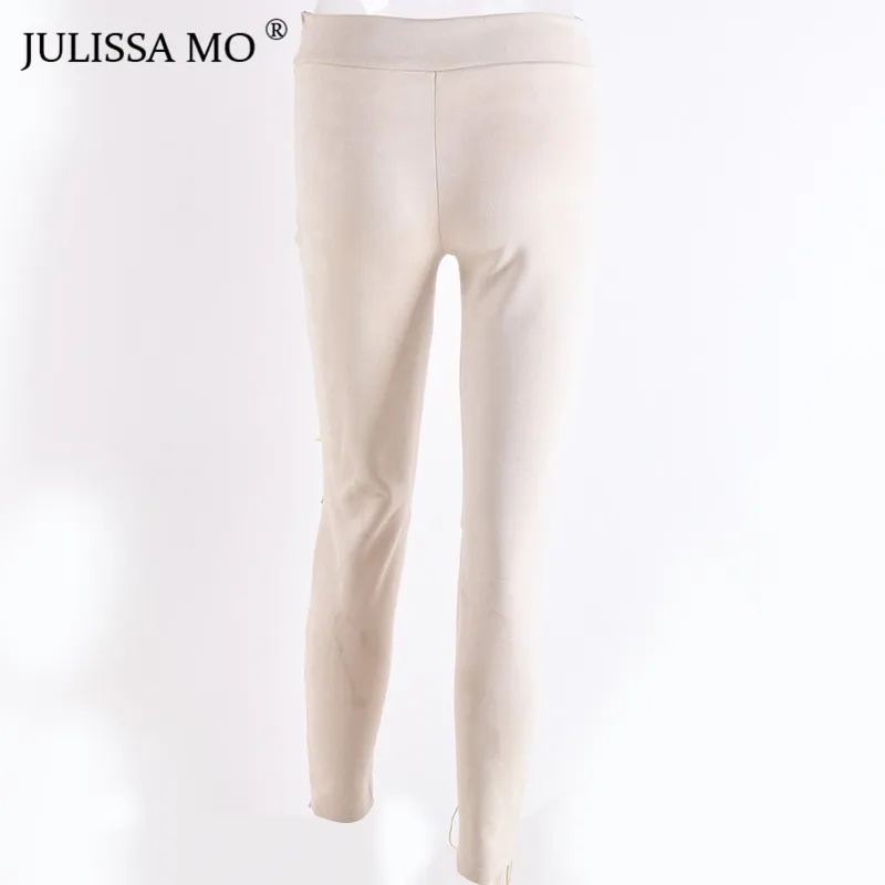 Julissa mo замшевые облегающие бандажные брюки для женщин Осень Зима Леггинсы Сексуальные облегающие Клубные Вечерние брюки женские брюки карандаш