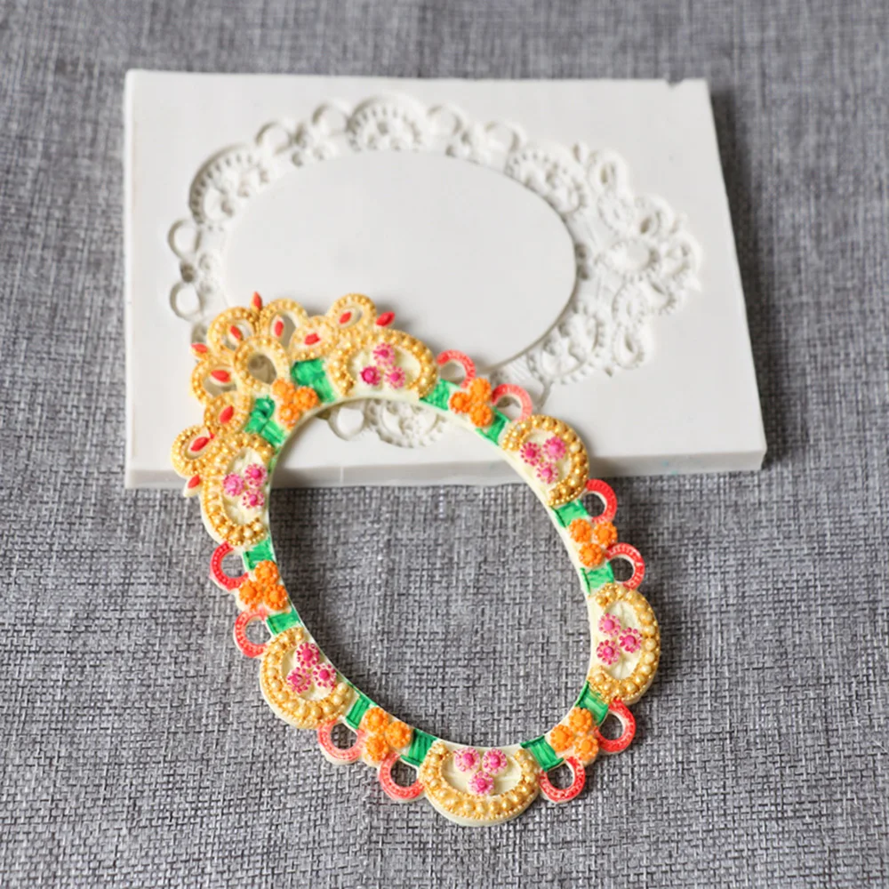 

DIY No Stick Chocolate Fondant Decorating Tool Photo Mirror Frame Cake Mold Silicone Baking Sugarcraft Gumpaste Molds