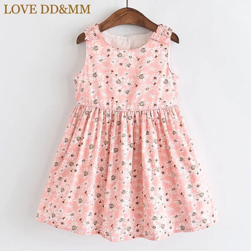 

LOVE DD&MM Girls Dresses 2019 Summer New Children's Wear Girls Sweet Full Printed Floral Round Neck Sleeveless Bow Vest Dress