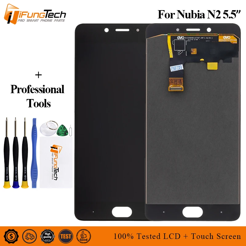 

Black white 100% Tested working A+++ LCD Display Touch Screen Digitizer Assembly For ZTE Nubia N2 NX575J MT6750 Free Shipping