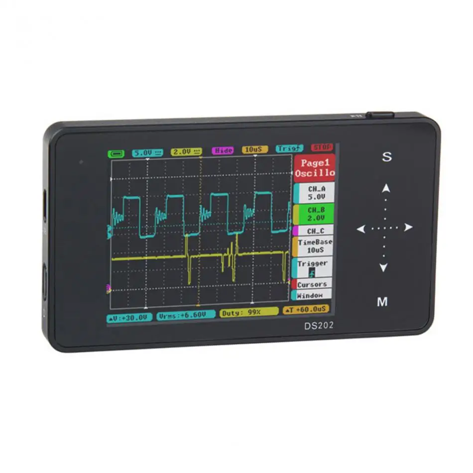

Mini Digital 2-CH USB Oscilloscope Color TFT LCD 8MB Memory 1MHz 10MSa/s New Arrival Best Price