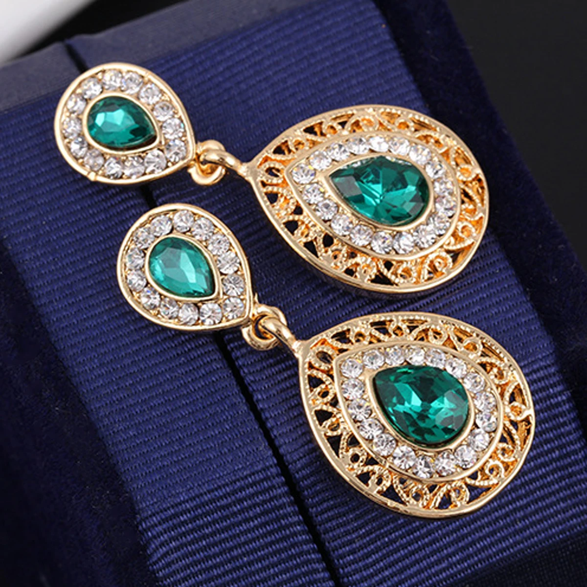 Fashion Wedding Bridal Jewelry Sets Rhinestone Austrian Crystal Jewelry Set Necklace Earrings Pendant Set Vintage Accessories