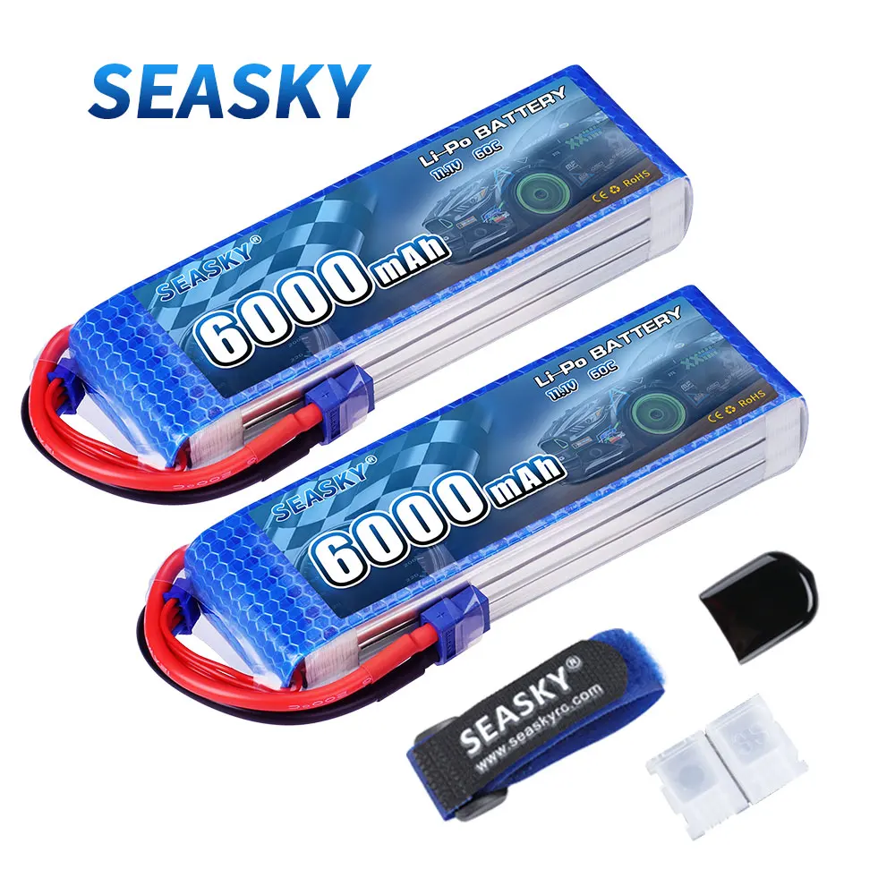 

2 pieces SEASKY LiPo battery 3S 11.1V 6000mAh 60C with plug XT60 Tfor RCDJI F450 quadrotor RC helicopter car boat aircraft