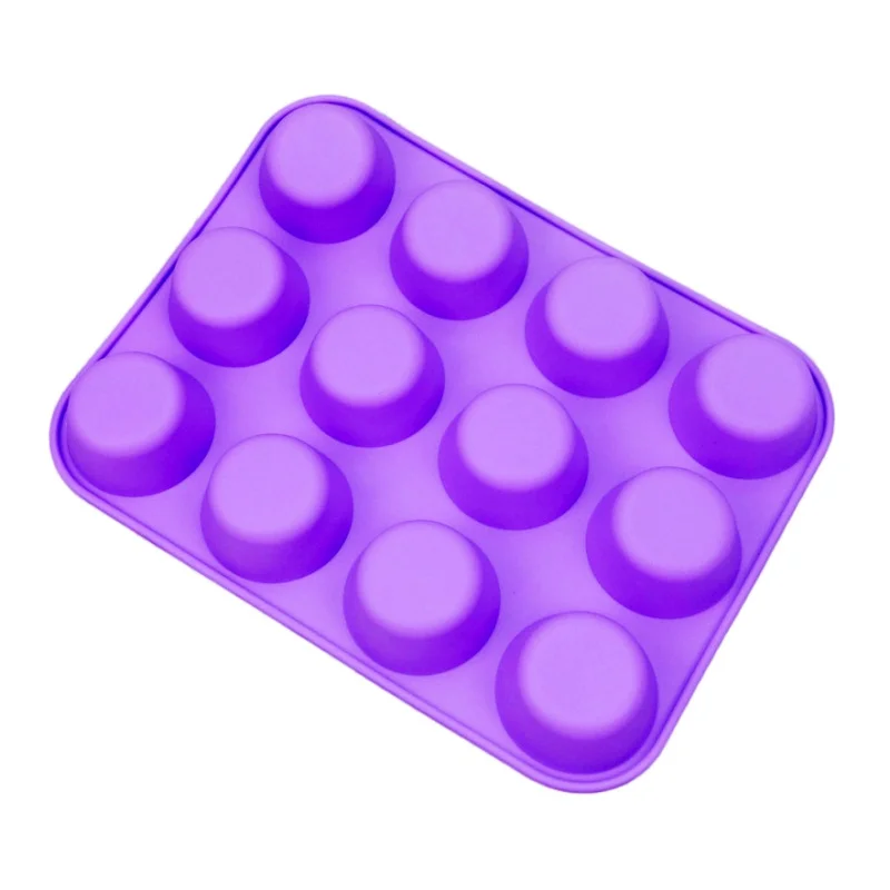 

12 Silicone Mold Muffin Pudding Mould Lovely Bakeware Round Cup Cake Pan Baking Tray Cake Tools Fondant Kitchen Baking Tools
