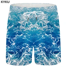 KYKU шорты для океана, мужские пляжные шорты для воды, повседневные шорты Карго с 3d принтом, летние шорты в стиле хип-хоп, синие мужские короткие штаны, новинка, высокое качество
