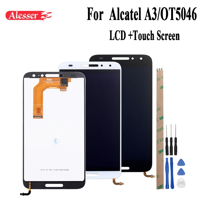 

Alesser For Alcatel A3 LCD Display And Touch Screen 5Inch Assembly Repair Parts+Tools+Adhesive For Alcatel A3 OT5046 5046D 5046X