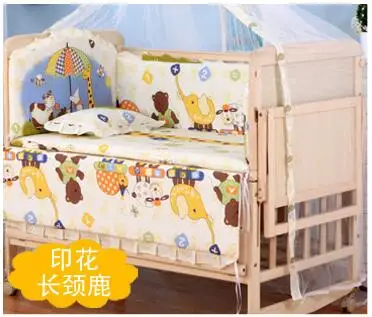 3 класса Отрегулируйте детскую кровать с колесиками, без краски детская кроватка с постельным комплектом, может быть соединена со взрослой кроваткой, может быть качалка-колыбель - Цвет: 3