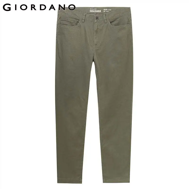 Najtaniej Giordano męskie spodnie męskie rozciągliwe bawełniane elastan jednokolorowe spodnie na co dzień mężczyźni Zip przedni przycisk zamknięcia Pantalones Hombre