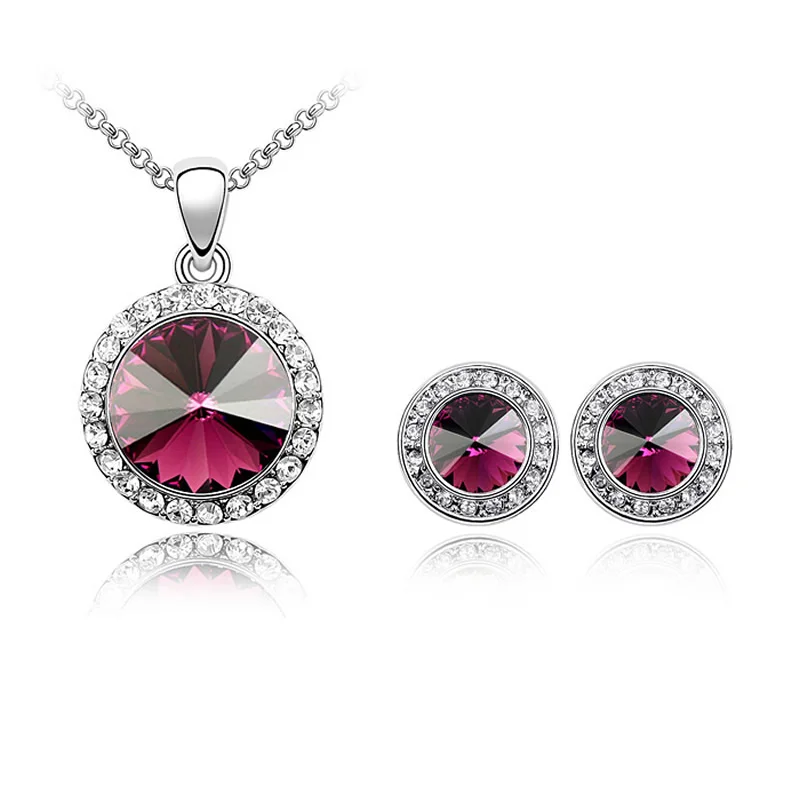 Crystal from Swarovski Classic Women Round Pendants Necklaces & Stud