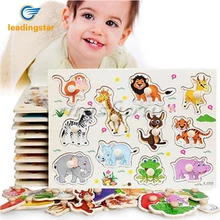 LeadingStar деревянный пазл с подбором фигурок головоломки в зоопарке головоломки с животными Пазлы Ранние развивающие игрушки подарки для малышей zk35