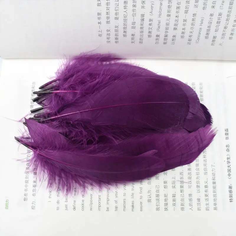Оптом перья для рукоделия для изготовления ювелирных изделий натуральные разноцветные гусиные перья вечерние украшения 13-18 см DIY аксессуары для дома - Цвет: purple red