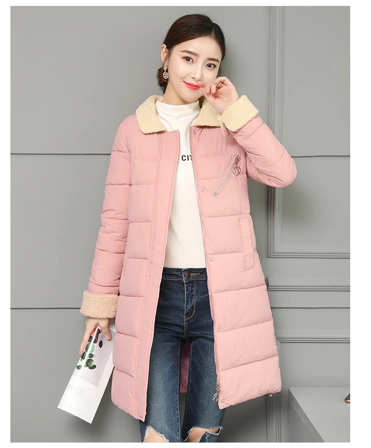 Women Jacket Winter Coats Long Outwear Jackets Cotton Padded Clothing Zipper Warm Winter Jacket 2018 Korean Ladies Coat CH642 (8)