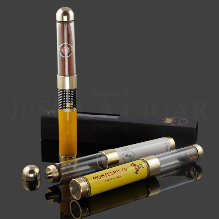 COHIBA Adjustable Cigar Tube Plastic Metal Portable Cigars Box Travel